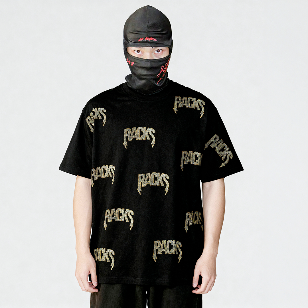 Racks Rhinestones "ALL OVER" Černé Triko