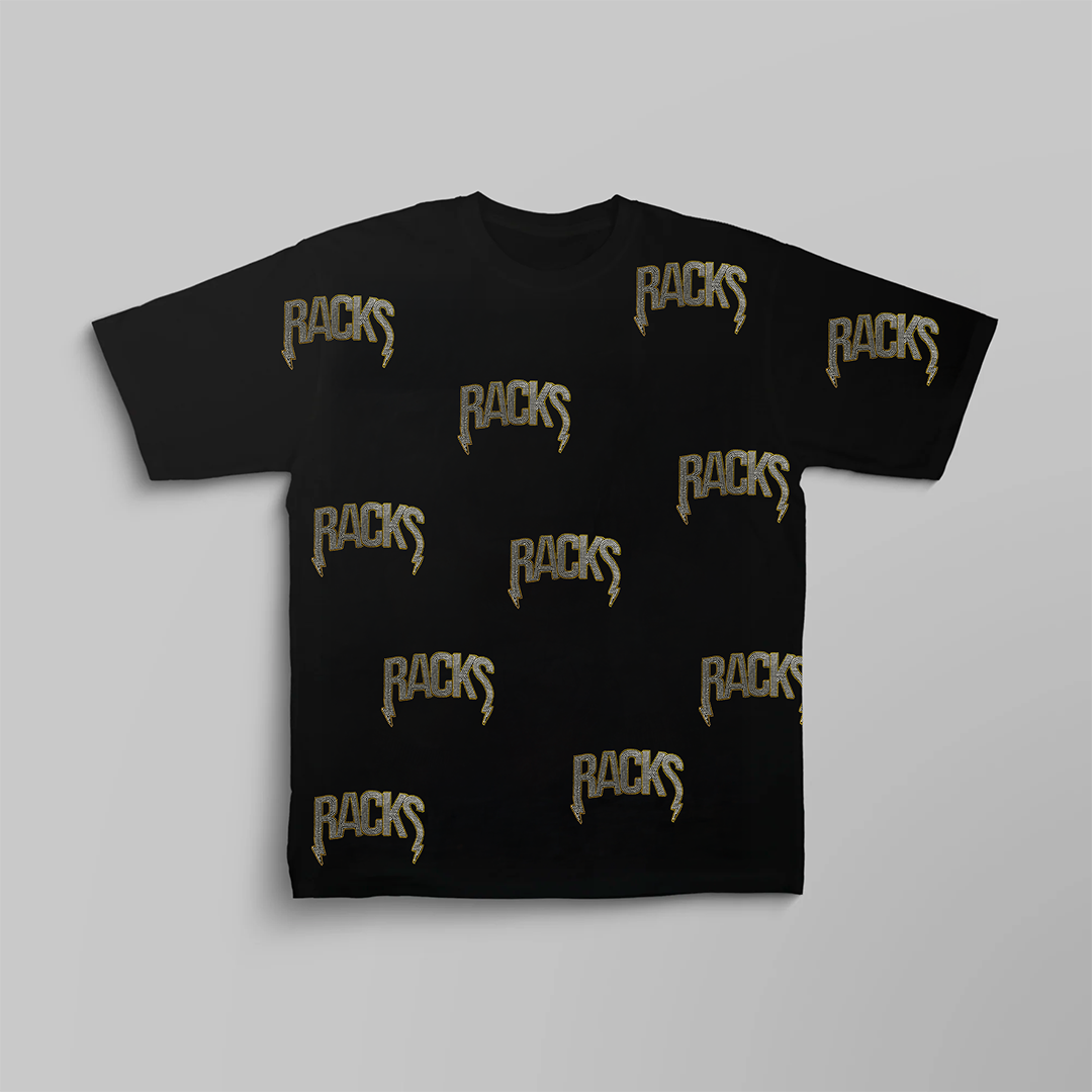 Racks Rhinestones "ALL OVER" Černé Triko